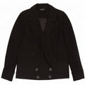 Topshop Womens Double Breasted Blazer Jacket UK 8 Small Black Wool