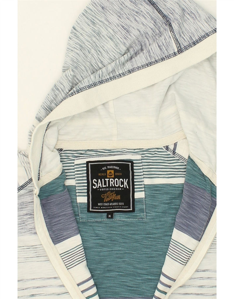 SALTROCK Mens Zip Hoodie Sweater XL Blue Striped | Vintage Saltrock | Thrift | Second-Hand Saltrock | Used Clothing | Messina Hembry 