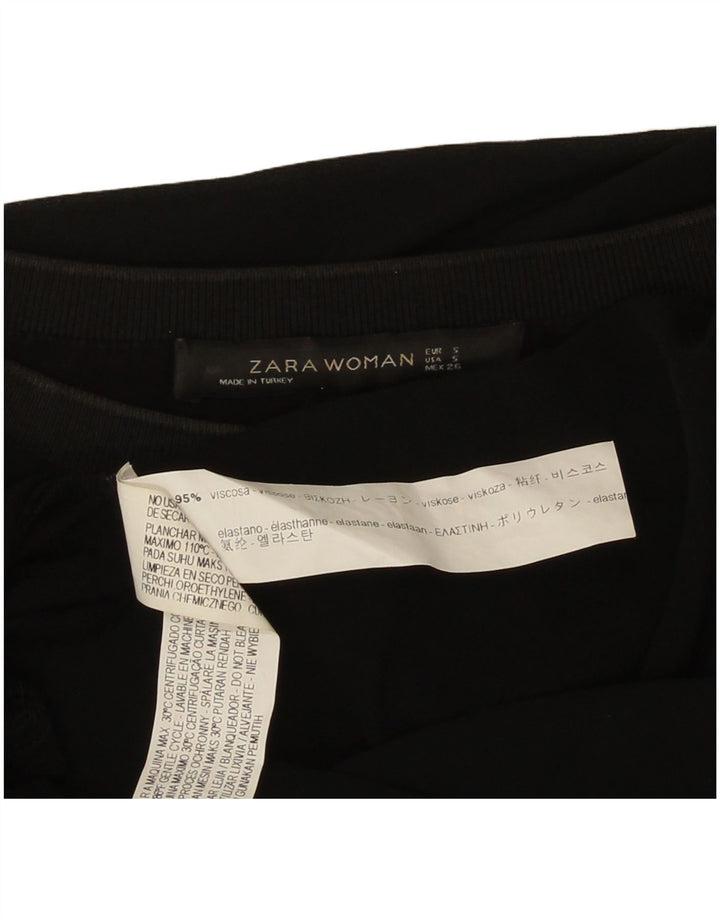 Zara Womens Oversized Blouse Top UK 10 Small Black Viscose