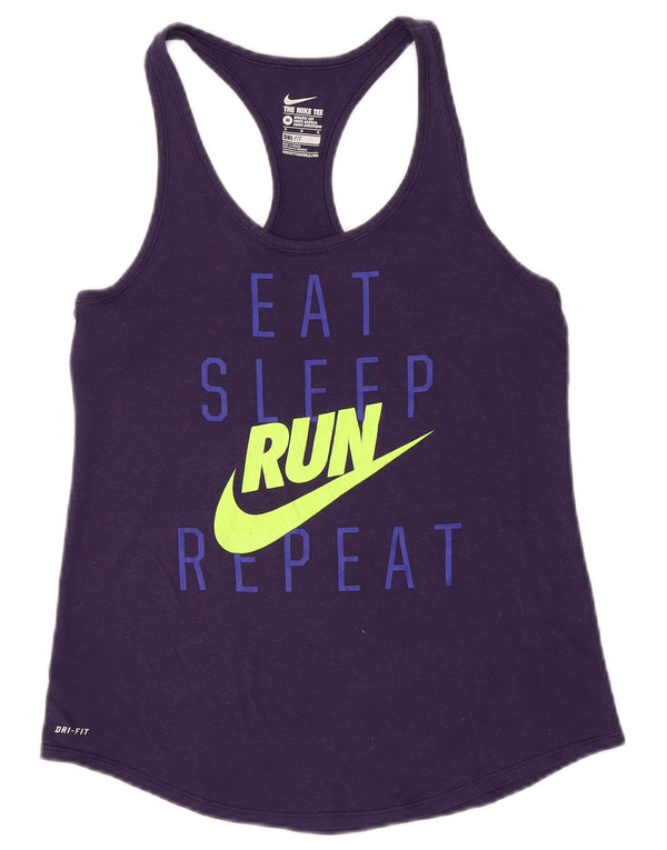 Nike Womens Dri Fit Graphic Vest Top UK 12 Medium Purple