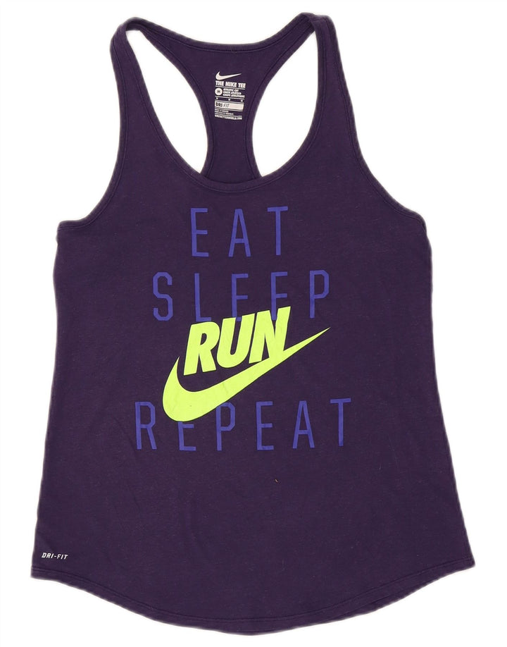 Nike Womens Dri Fit Graphic Vest Top UK 12 Medium Purple