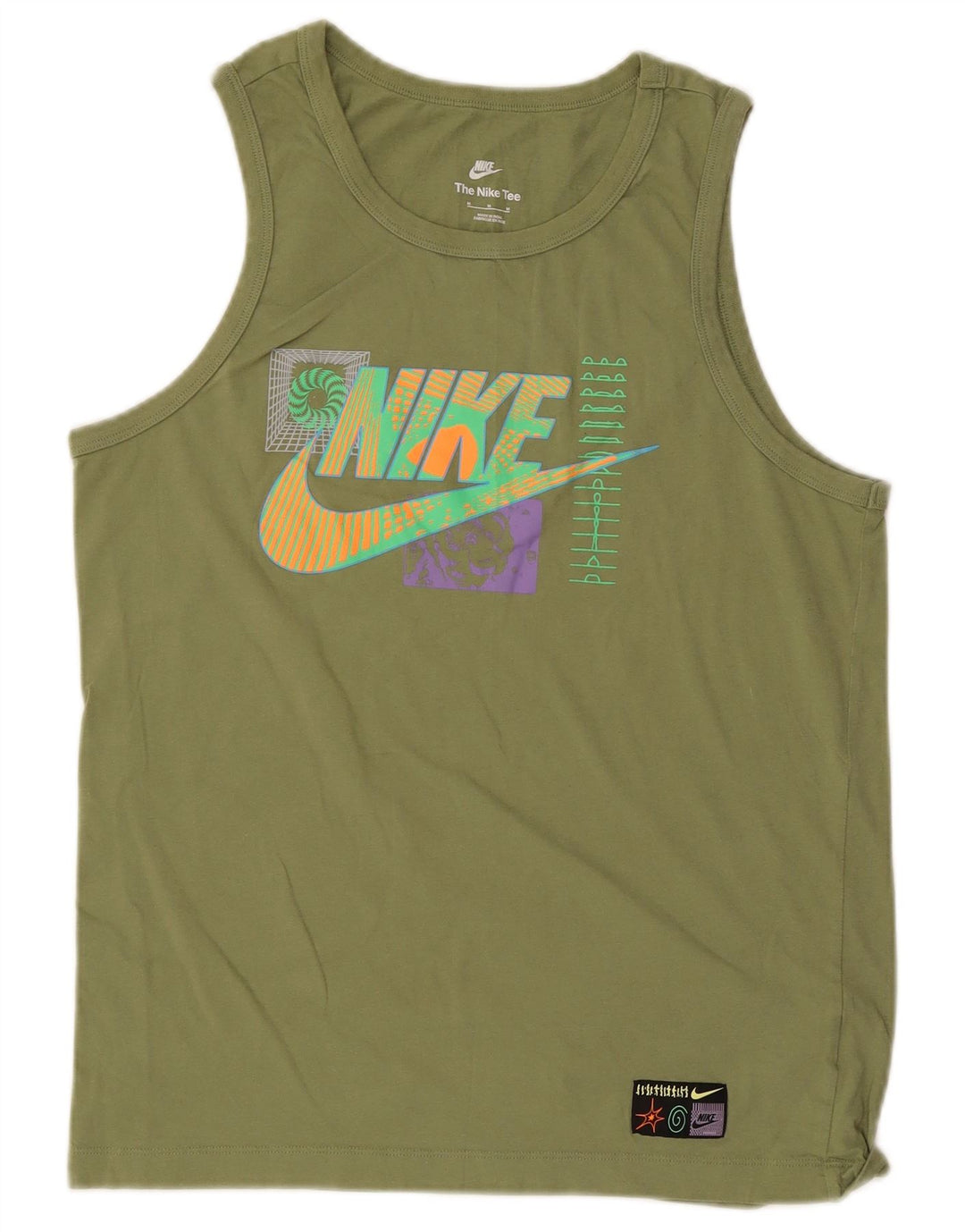 Nike Mens Graphic T-Shirt Top Medium Green Cotton