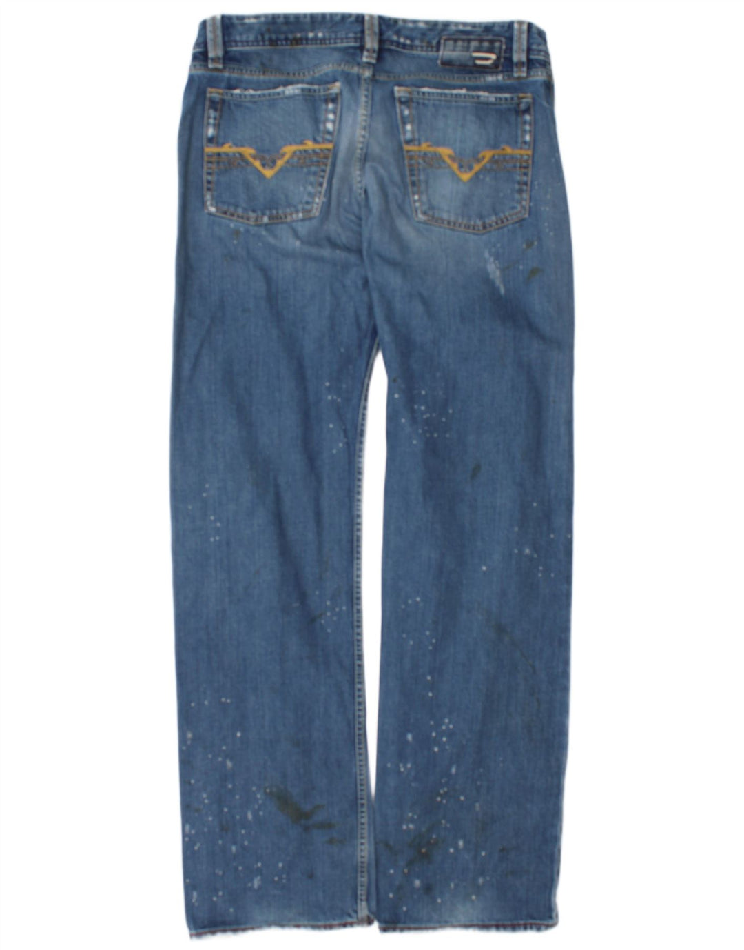 Diesel Mens Distressed Straight Jeans W34 L34 Blue Cotton