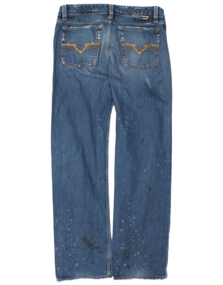 Diesel Mens Distressed Straight Jeans W34 L34 Blue Cotton