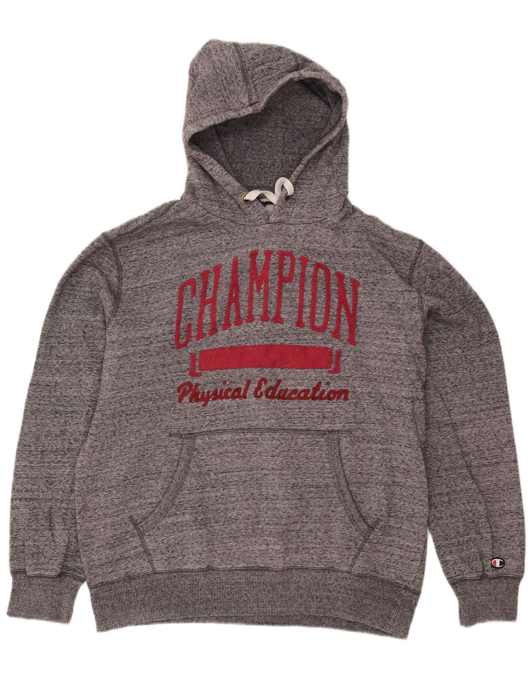 Champion Mens Hoodie Jumper Large Grey Flecked Cotton
