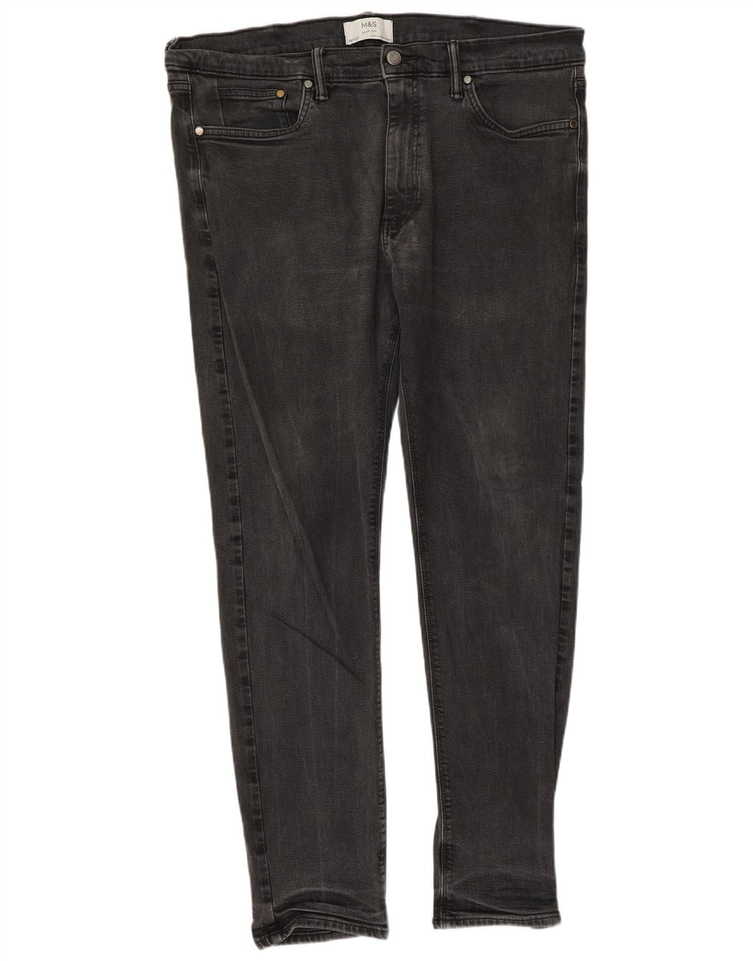 Marks & Spencer Mens Slim Jeans W38 L33 Grey Cotton