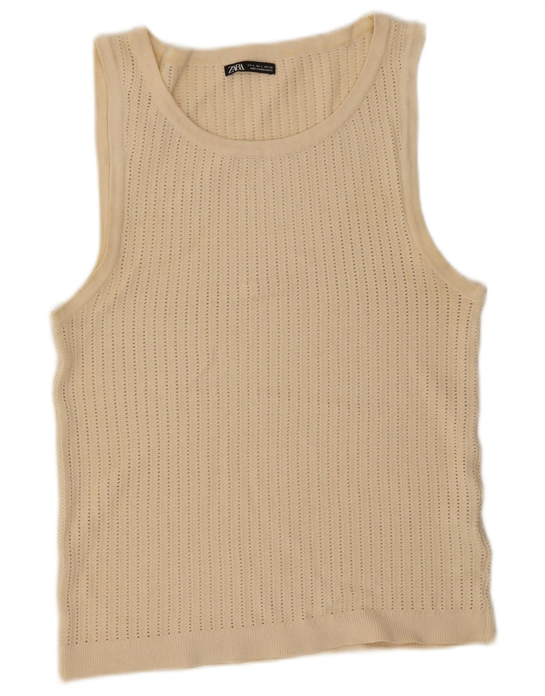 Zara Womens Vest Top UK 14 Large Beige Viscose