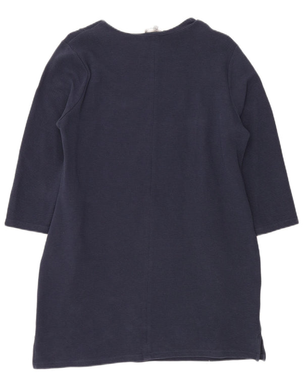 LAURA ASHLEY Womens 3/4 Sleeve Sheath Dress UK 16 Large  Navy Blue Cotton