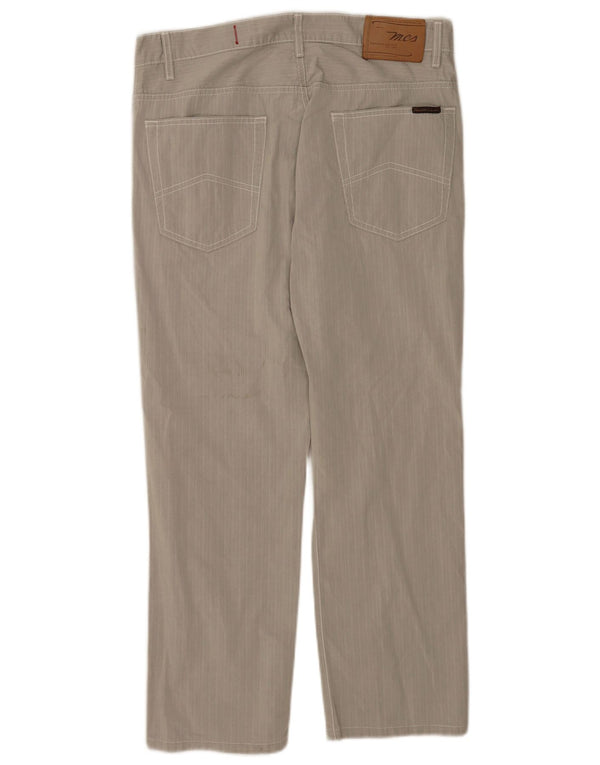 Marlboro Classics Mens Regular Casual Trousers W34 L27 Grey Striped Cotton