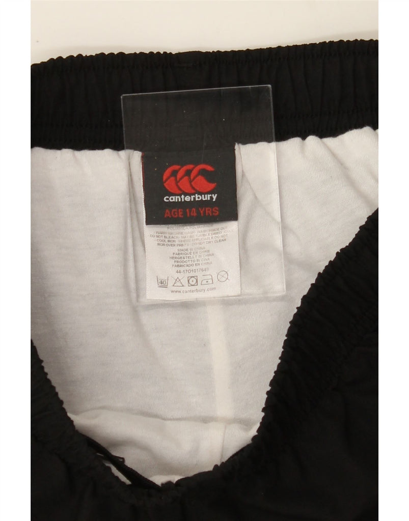 CANTERBURY Boys Graphic Tracksuit Trousers Joggers 13-14 Years Black Vintage Canterbury and Second-Hand Canterbury from Messina Hembry 