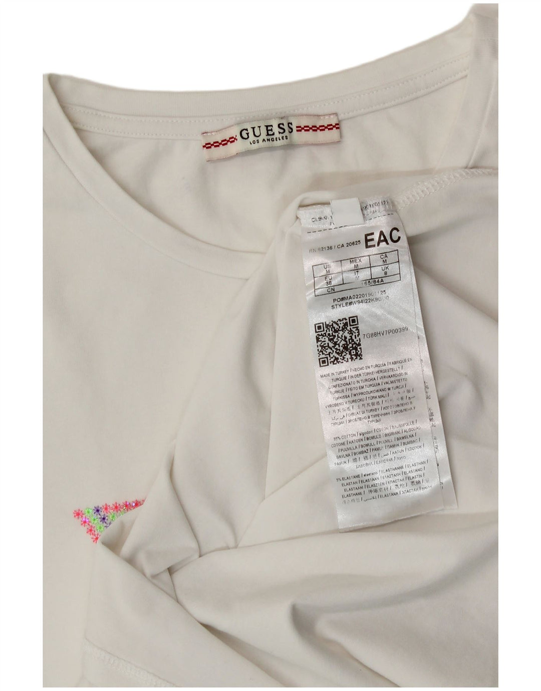 Guess Womens Graphic T-Shirt Top UK 12 Medium White Cotton