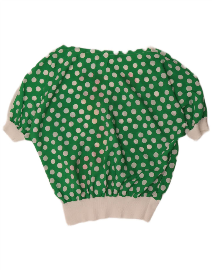 Mario Pucci Cecconi Womens Graphic Blouse Top IT 44 Medium White Polka Dot