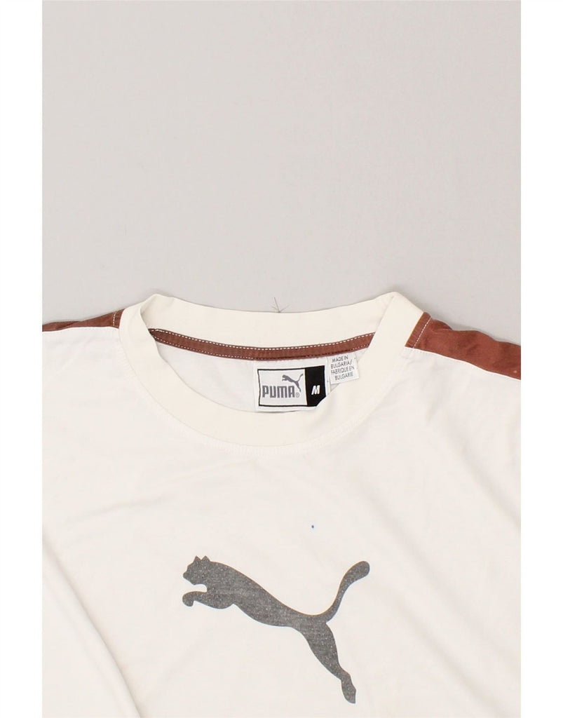 PUMA Mens T-Shirt Top Medium White Colourblock Vintage Puma and Second-Hand Puma from Messina Hembry 