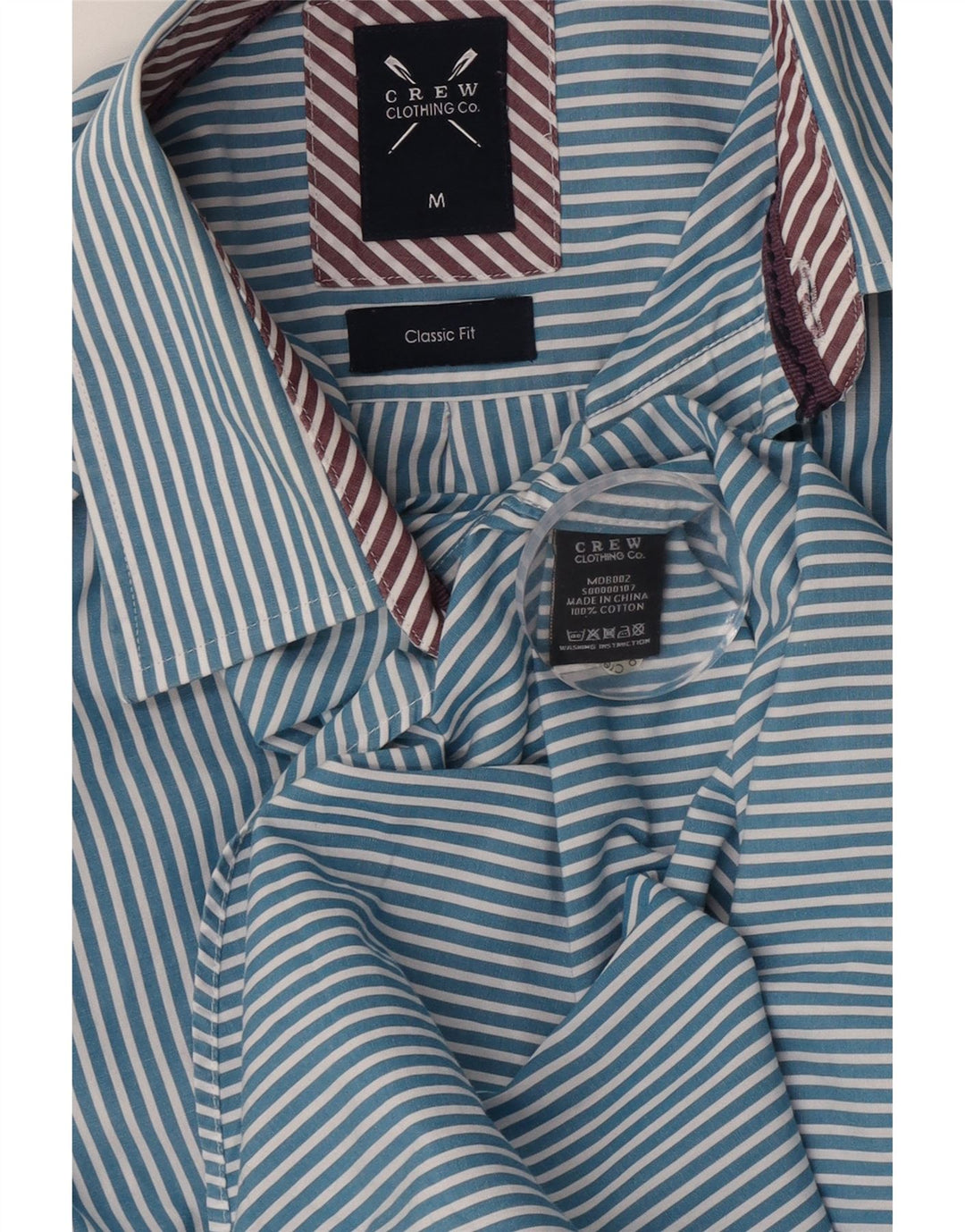 Crew Clothing Mens Classic Fit Shirt Medium Blue Pinstripe Cotton