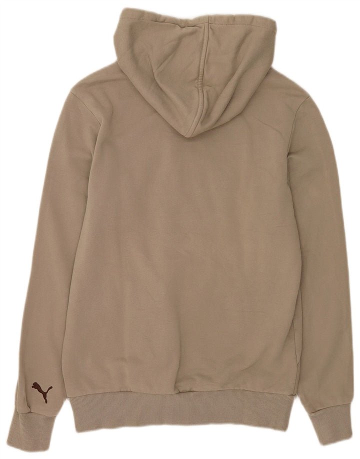 Puma Mens Graphic Hoodie Jumper Small Beige Cotton