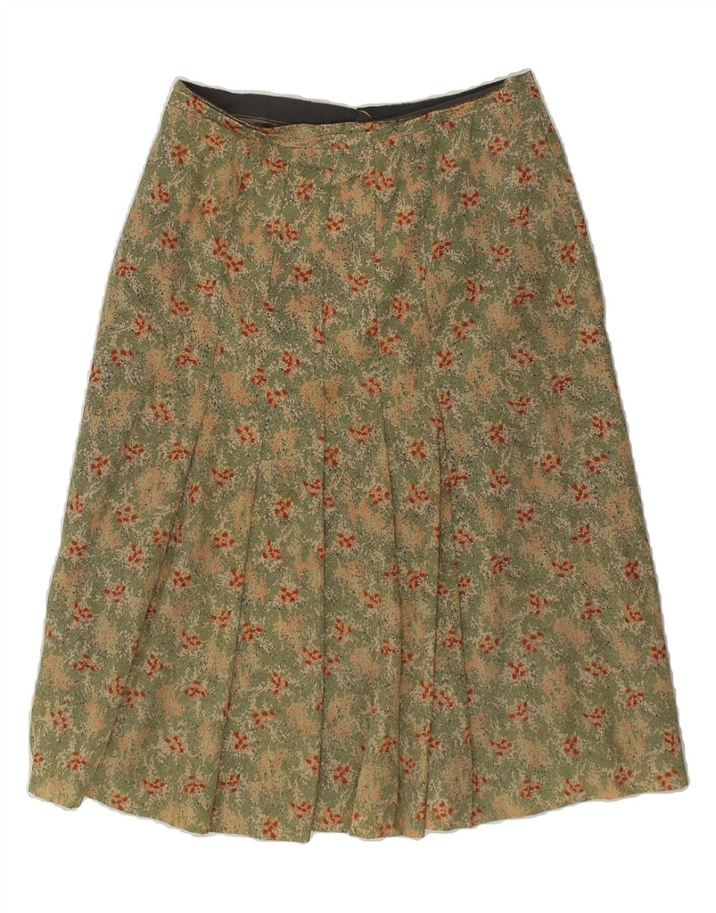 VINTAGE Womens Pleated Skirt W26 Small Green Floral | Vintage Vintage | Thrift | Second-Hand Vintage | Used Clothing | Messina Hembry 