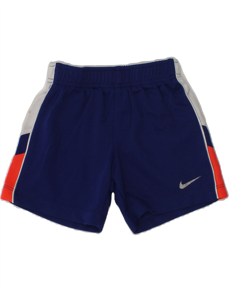 NIKE Baby Boys Sport Shorts 12-18 Months Navy Blue Colourblock Polyester | Vintage Nike | Thrift | Second-Hand Nike | Used Clothing | Messina Hembry 