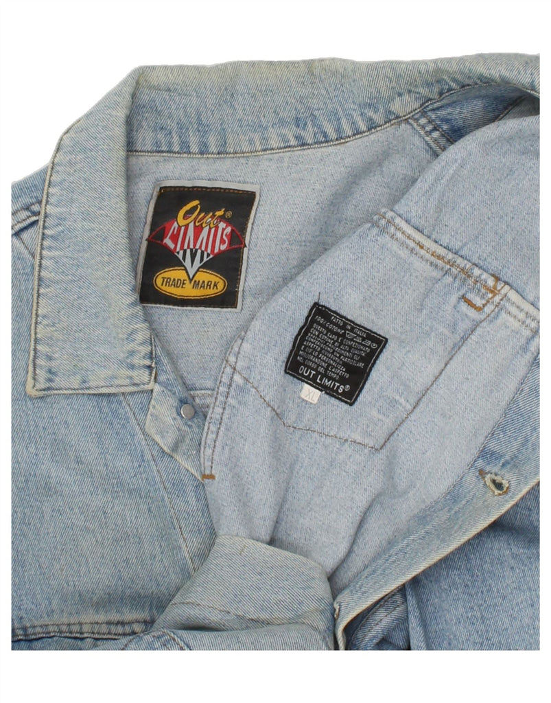 OUT LIMITS Mens Denim Jacket UK 42 XL Blue Cotton Vintage Out Limits and Second-Hand Out Limits from Messina Hembry 
