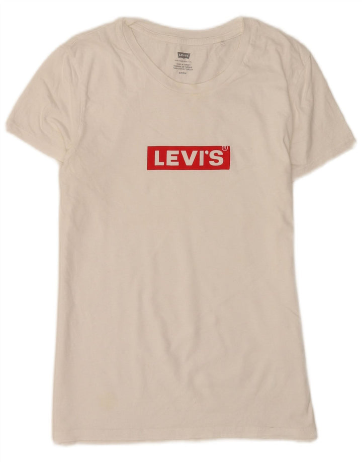 Levi's Womens Graphic T-Shirt Top UK 8 Small White Cotton