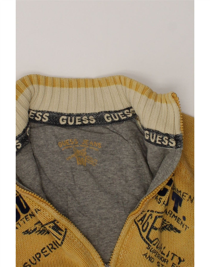 GUESS Boys Graphic Cardigan Sweater 4-5 Years Yellow Cotton | Vintage Guess | Thrift | Second-Hand Guess | Used Clothing | Messina Hembry 