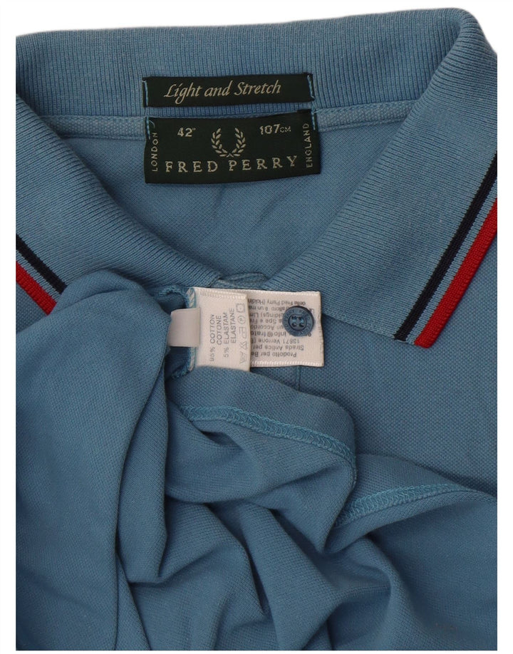 Fred Perry Mens Light and Stretch Polo Shirt Medium Blue Cotton