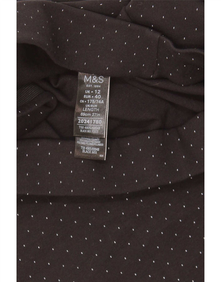Marks & Spencer Womens Pencil Skirt UK 12 Medium W30 Black Spotted Viscose