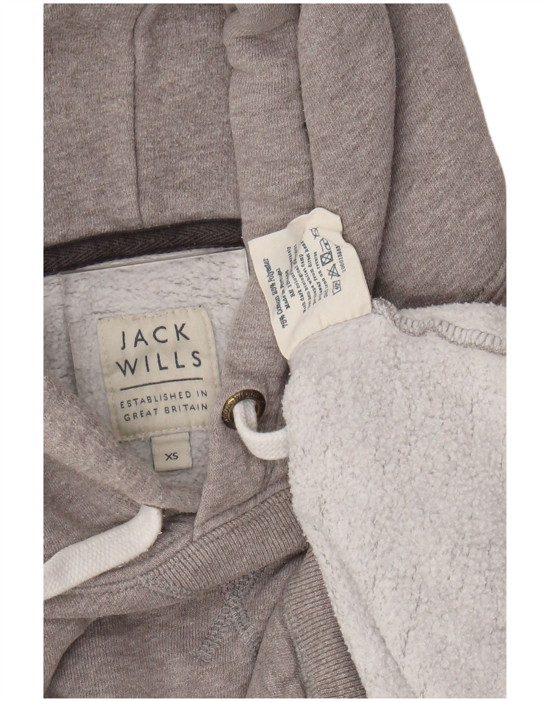 JACK WILLS Womens Graphic Oversized Hoodie Jumper UK 6 XS Grey Cotton