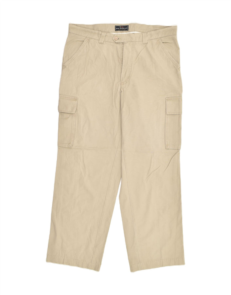 SEA BARRIER Mens Straight Cargo Trousers W38 L30 Beige Cotton | Vintage Sea Barrier | Thrift | Second-Hand Sea Barrier | Used Clothing | Messina Hembry 