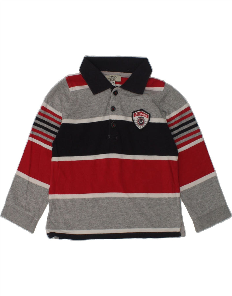 ARMANI BABY Baby Boys Long Sleeve Polo Shirt 9-12 Months Grey Colourblock | Vintage Armani Baby | Thrift | Second-Hand Armani Baby | Used Clothing | Messina Hembry 