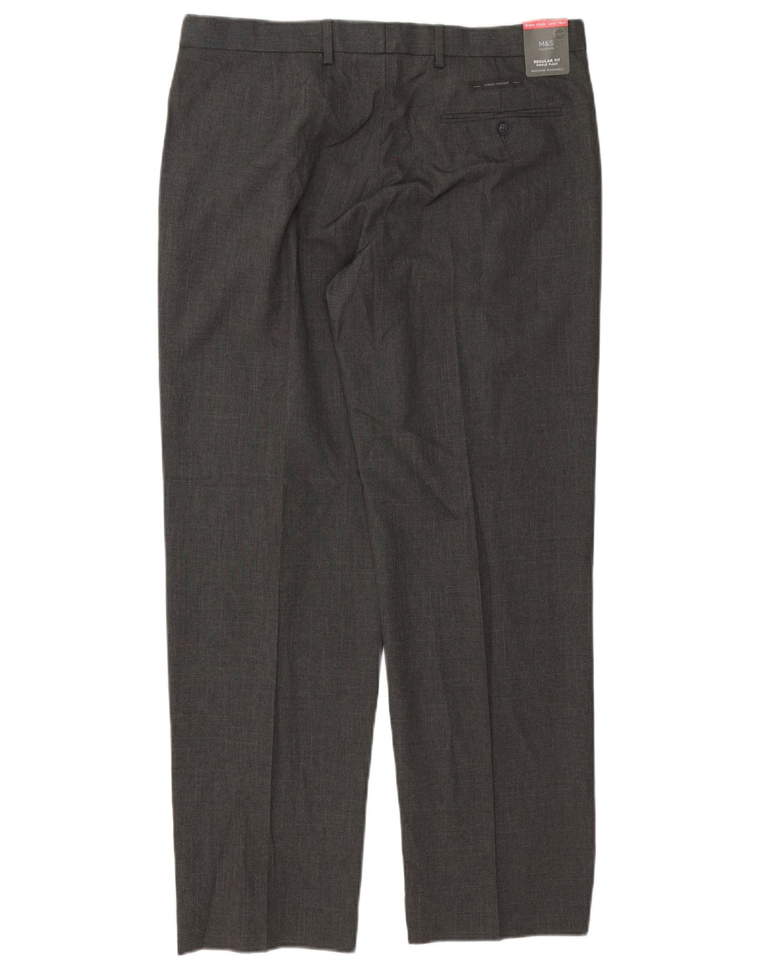 MARKS & SPENCER Mens Regular Fit Suit Trousers W36 L31 Grey Polyester