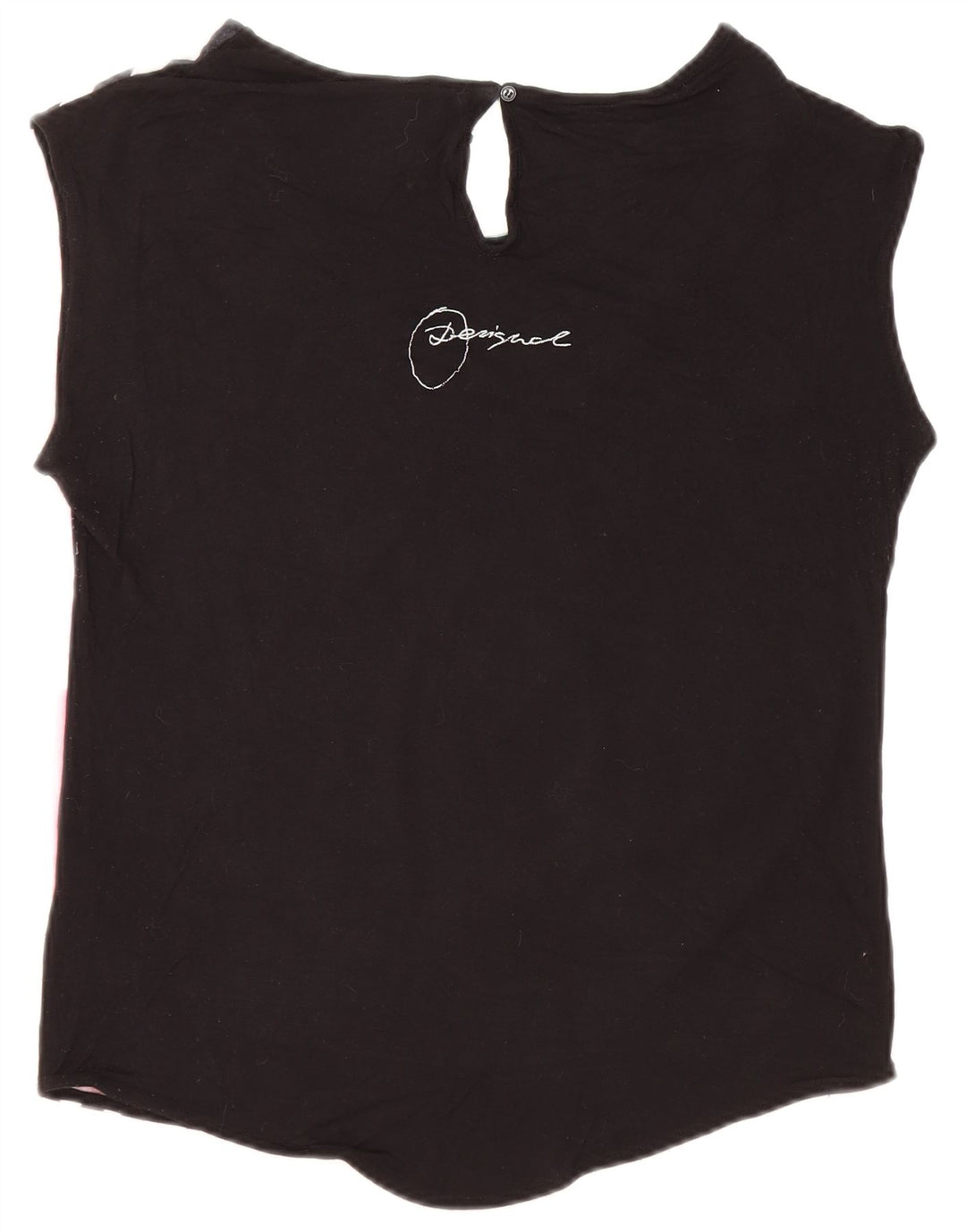 Desigual Womens Oversized Graphic T-Shirt Top UK 10 Small Black Viscose