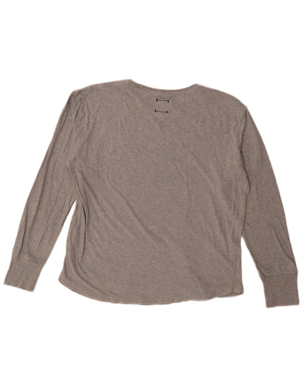 Champion Womens Oversized Top Long Sleeve UK 10 Small Grey Cotton