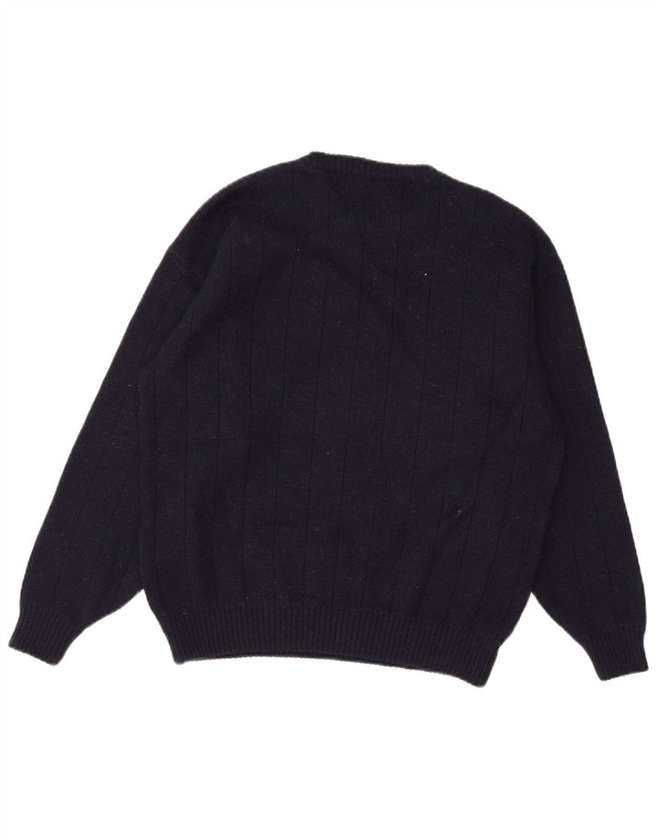 Vintage Mens Crew Neck Jumper Sweater Medium Navy Blue