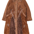 Womens Overcoat UK 16 Large Brown Patchwork Cotton