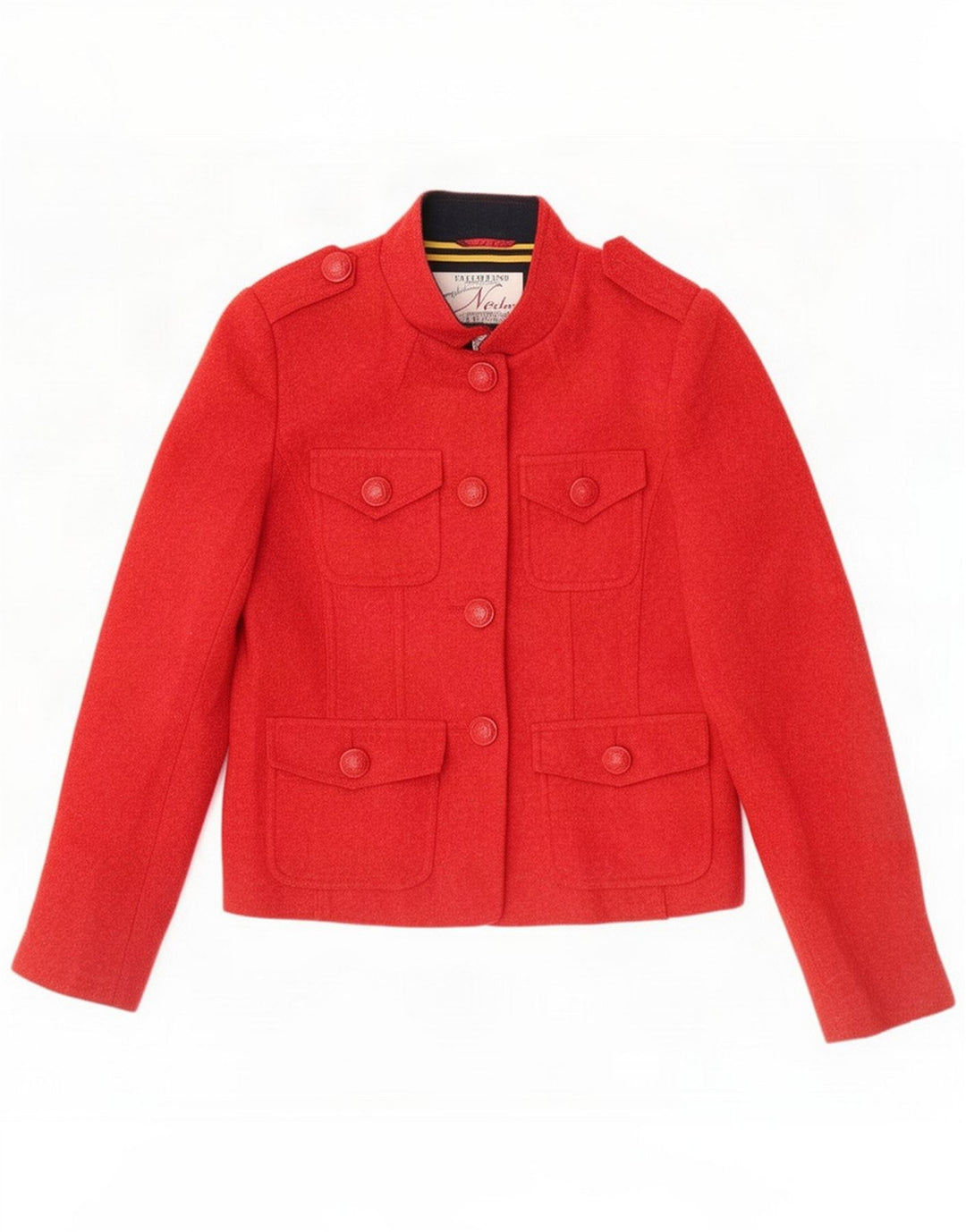 Ness Womens Military 4 Button Blazer Jacket UK 10 Small Red Wool