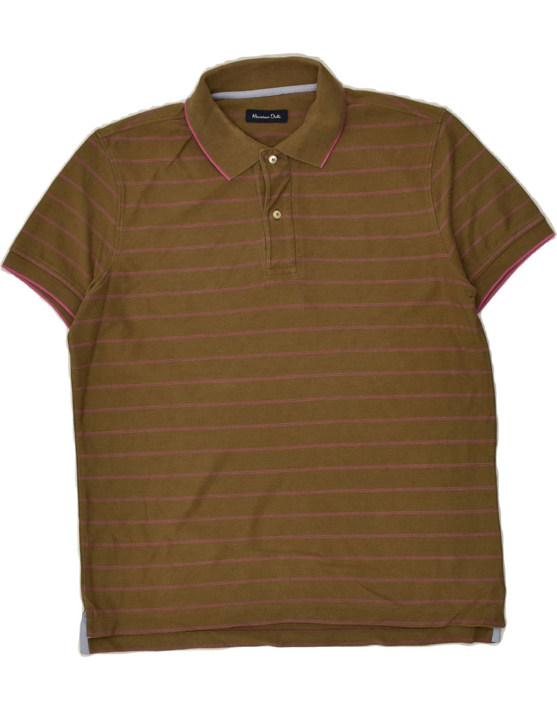 MASSIMO DUTTI Mens Polo Shirt Medium Brown Striped Cotton | Vintage Massimo Dutti | Thrift | Second-Hand Massimo Dutti | Used Clothing | Messina Hembry 
