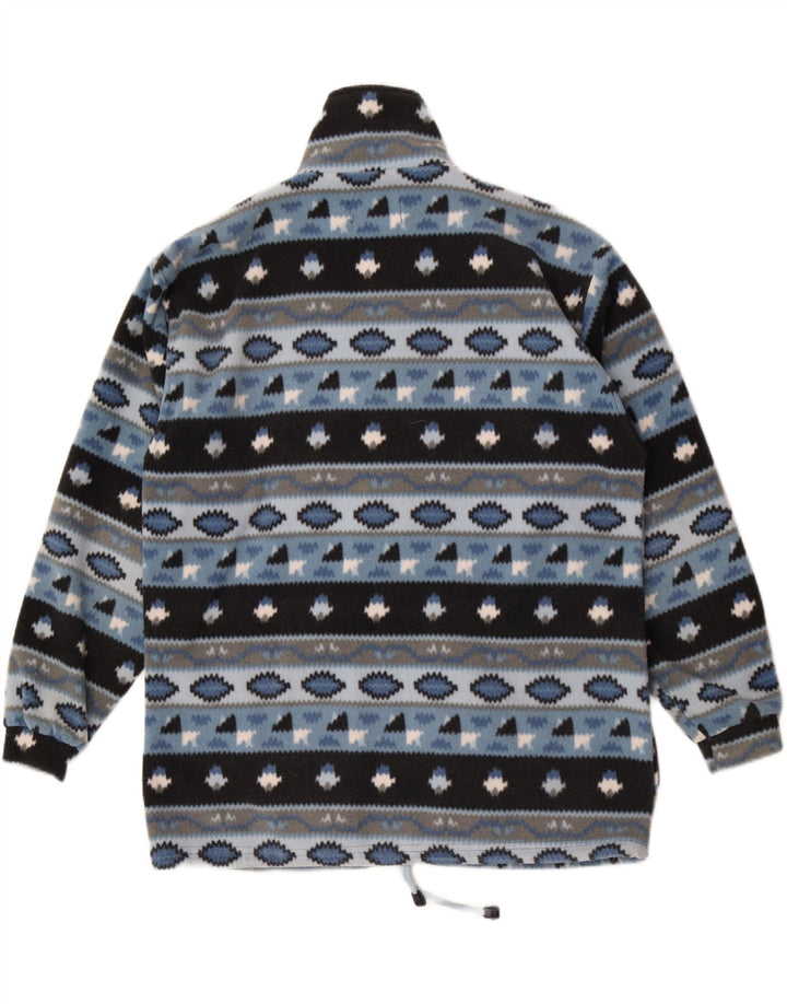 Vintage Mens Fleece Jacket UK 38 Medium Blue Fair Isle Polyester