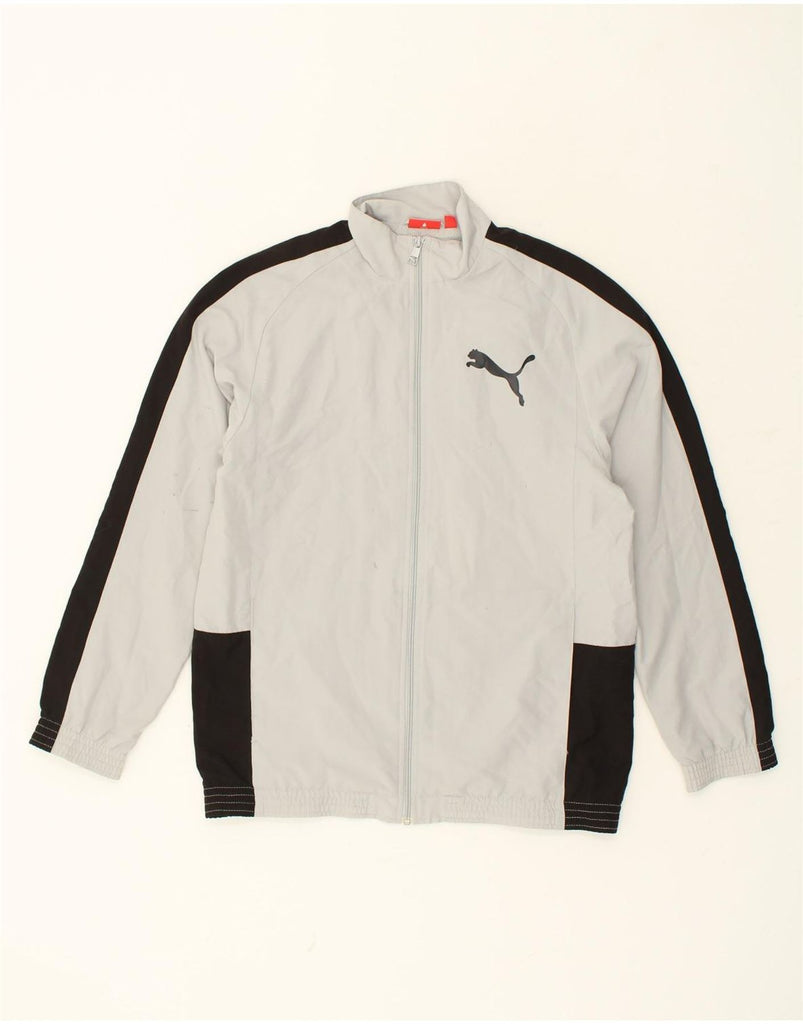 PUMA Boys Tracksuit Top Jacket 15-16 Years Grey Colourblock Polyester | Vintage Puma | Thrift | Second-Hand Puma | Used Clothing | Messina Hembry 