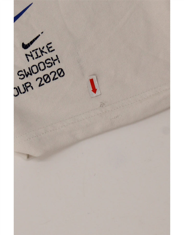 NIKE Mens Swoosh Graphic Standard Fit Sport Shorts Large  White Cotton