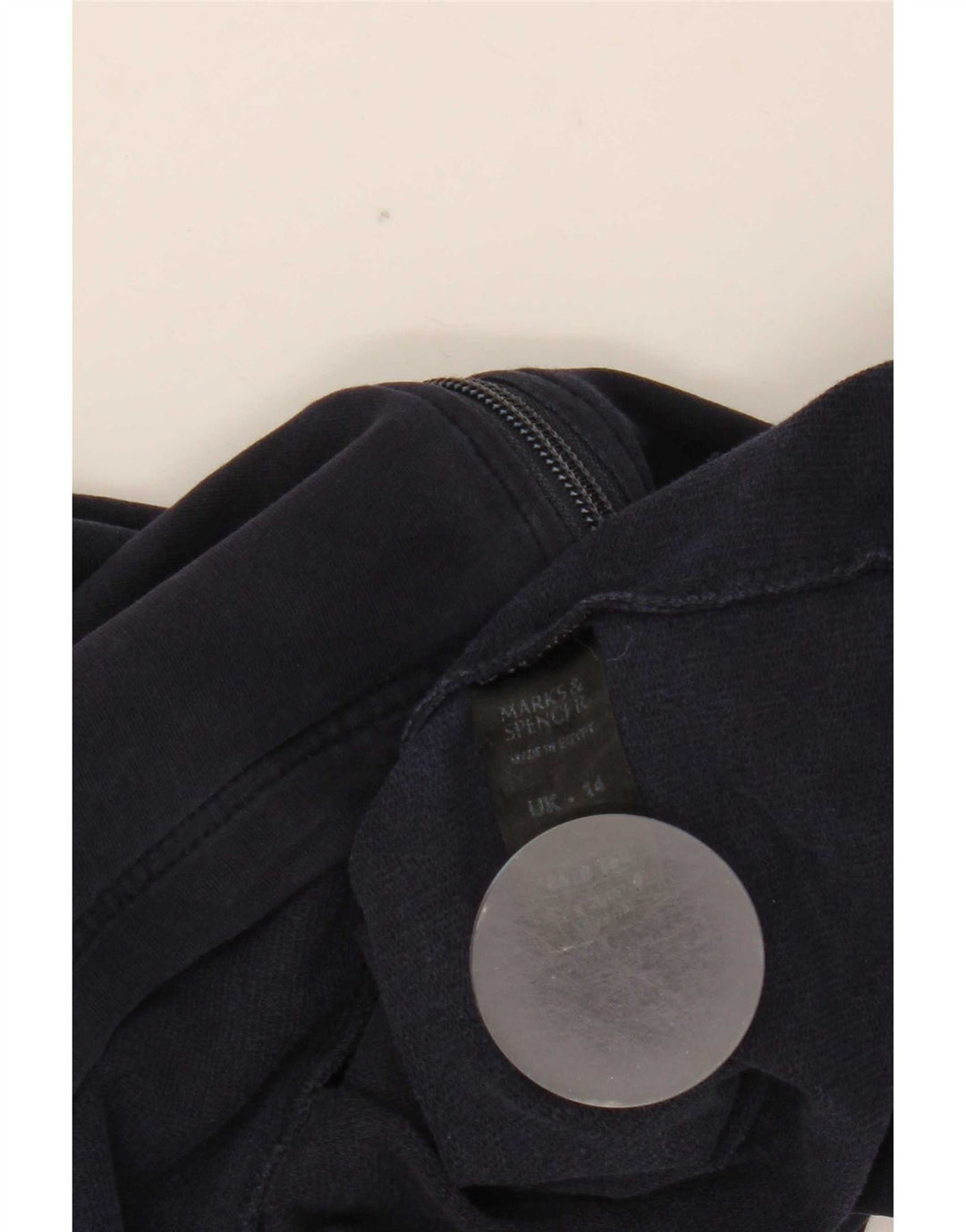 Marks & Spencer Womens Tracksuit Top Jacket UK 14 Large Navy Blue Cotton