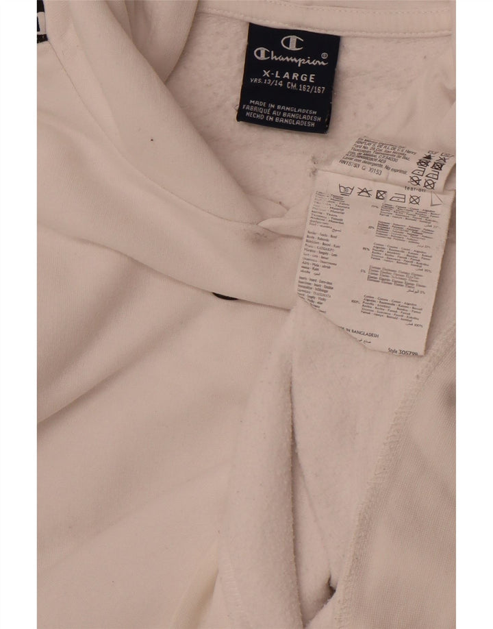 CHAMPION Boys Graphic Hoodie Jumper 13-14 Years XL  White Colourblock