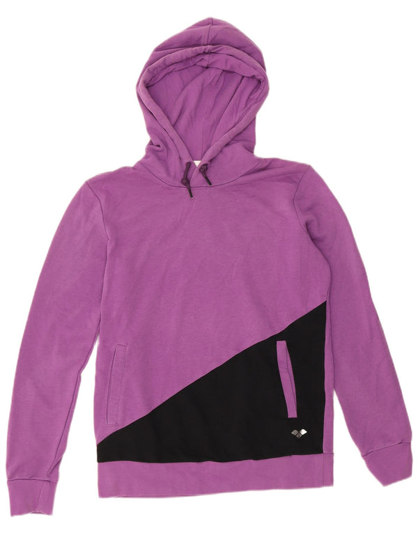 Arena Womens Hoodie Jumper UK 14 Medium Purple Colourblock Cotton