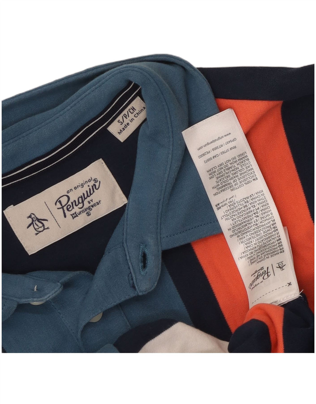 PENGUIN Mens Polo Shirt Small Multicoloured Striped Cotton