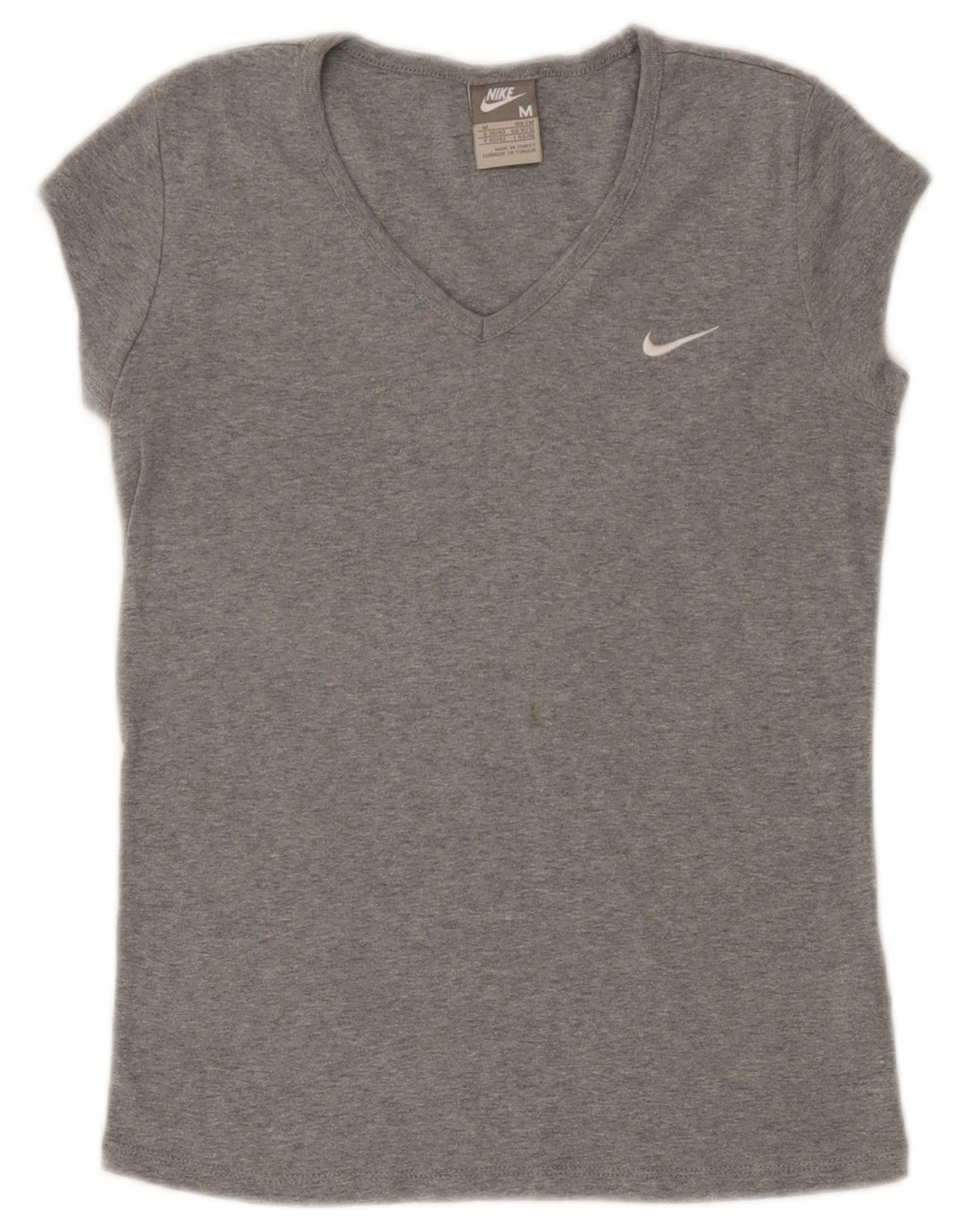 Nike Womens T-Shirt Top UK 10/12 Medium Grey Flecked Cotton