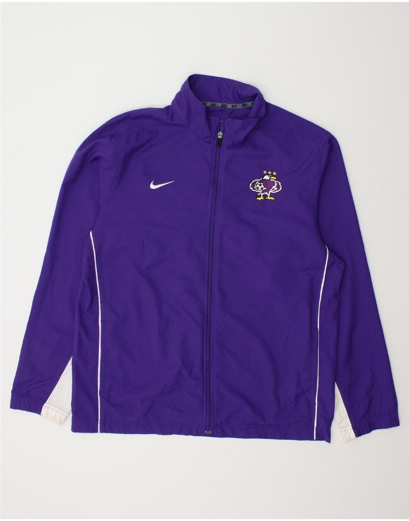 NIKE Mens Dri Fit Tracksuit Top Jacket Large Purple Colourblock