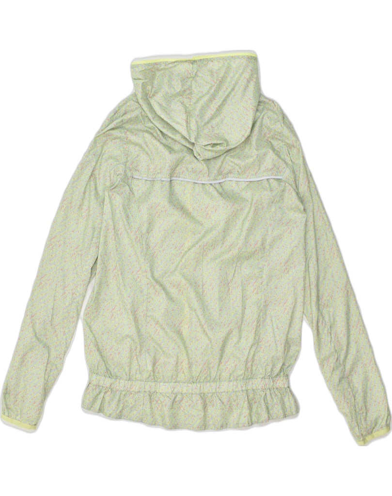 ADIDAS Womens Hooded Rain Jacket UK 14 Large  Green Striped Polyester | Vintage Adidas | Thrift | Second-Hand Adidas | Used Clothing | Messina Hembry 