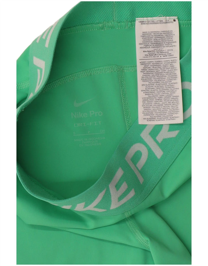 NIKE Womens Dri Fit Graphic Sport Shorts UK 8 Small  Green Polyester