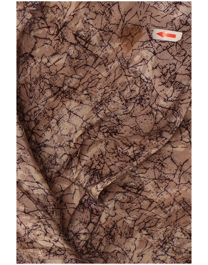 Vintage Womens Abstract Pattern Shift Dress UK 16 Large Brown