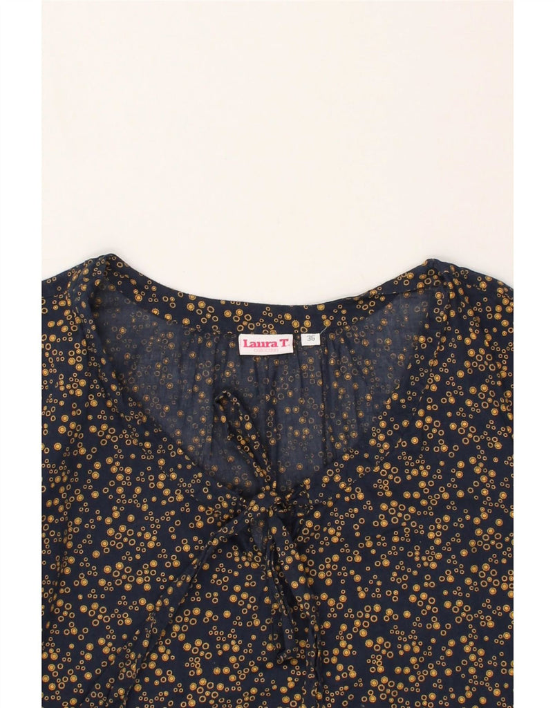 LAURA TORELLI Womens 3/4 Sleeve Blouse Top EU 36 Small Blue Spotted Cotton Vintage Laura Torelli and Second-Hand Laura Torelli from Messina Hembry 