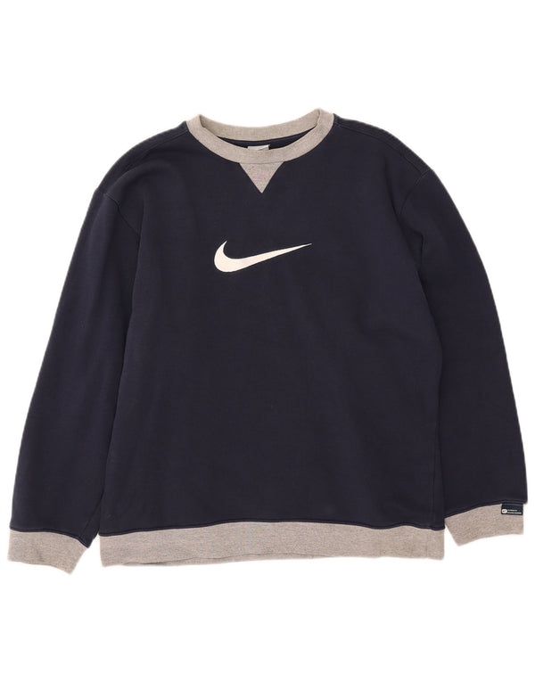 Nike Boys Graphic Sweatshirt Jumper 15-16 Years XL Navy Blue Colourblock